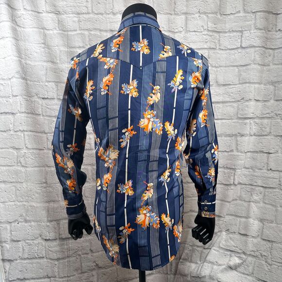 Lee Western Acorn Autumn Men's Small Long Sleeve Cowboy Shirt Extra Long Tails - Picture 6 of 11